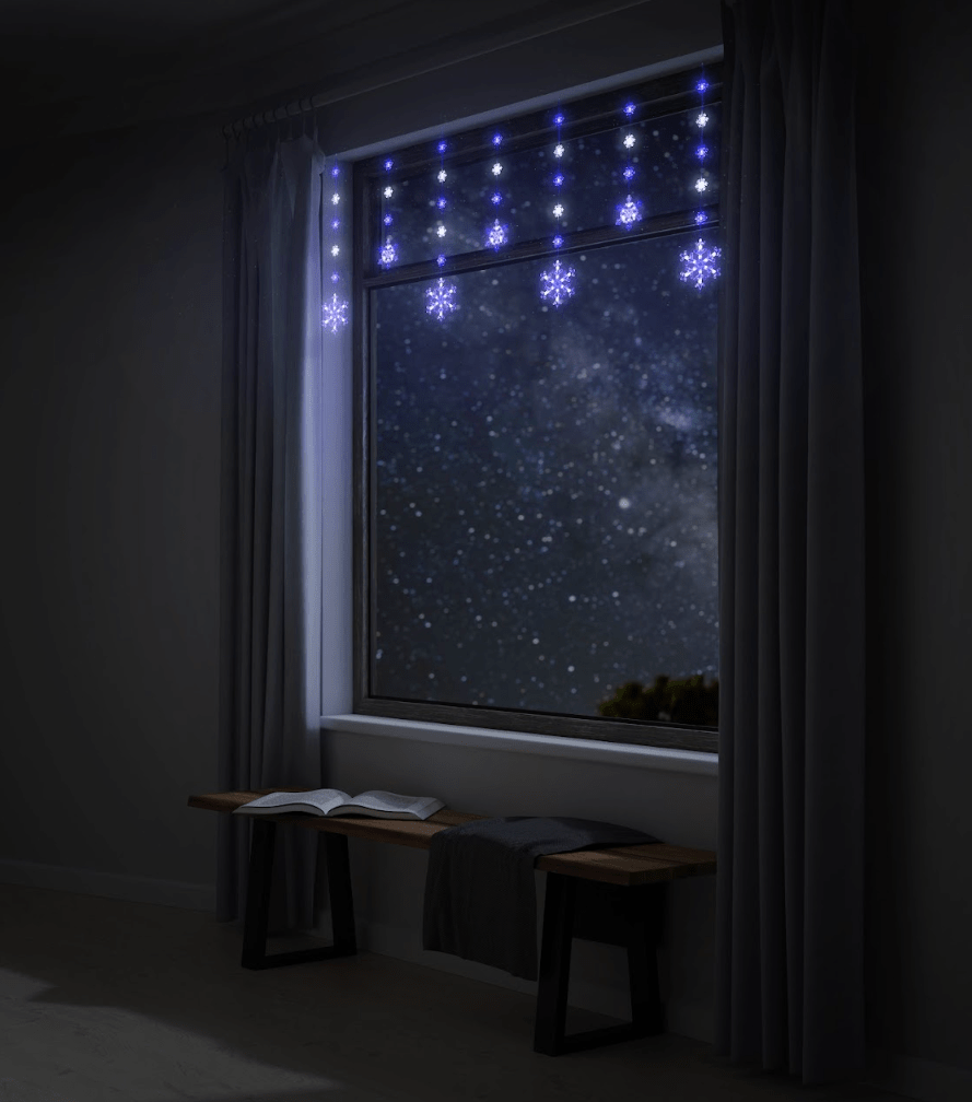 LED Snowflake Dual-Size Curtain 2 Asst