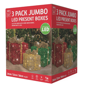 LED Twinkling Jumbo Glitter Presents (3pc) - View 2