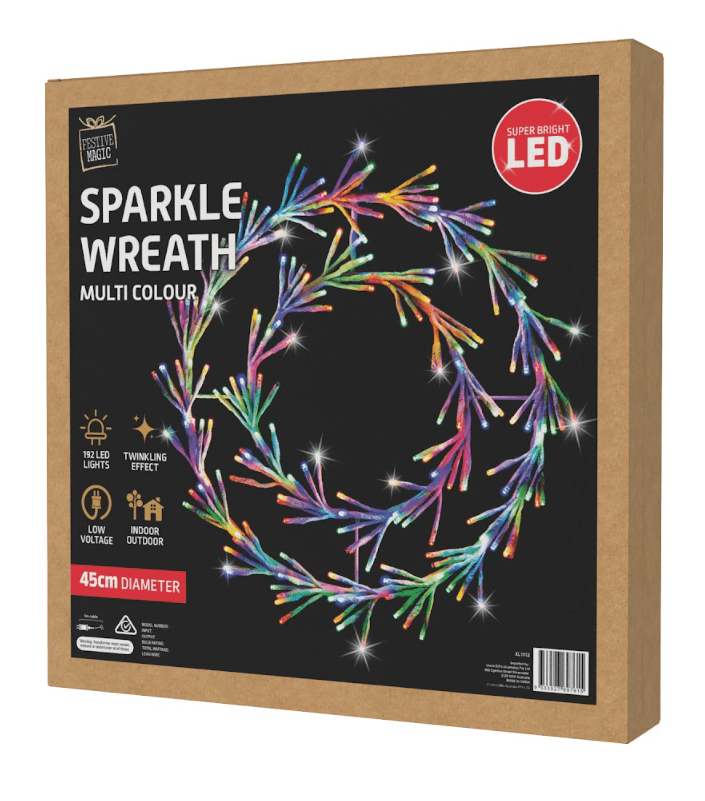 LED Multicolour Twinkling Sparkle Wreath (45cm)