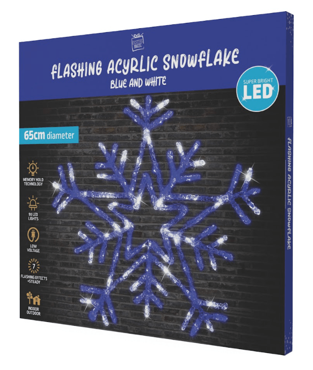LED Flashing Acrylic Snowflake (65cm)