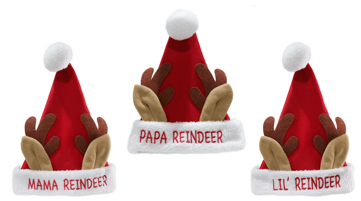 Reindeer Family Hat 3 Asst (40cm)