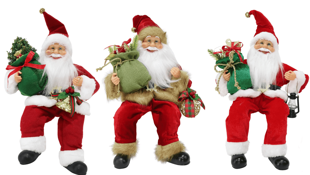 Luxury Sleigh or Shelf Sitting Santa 3 Asst (45cm)