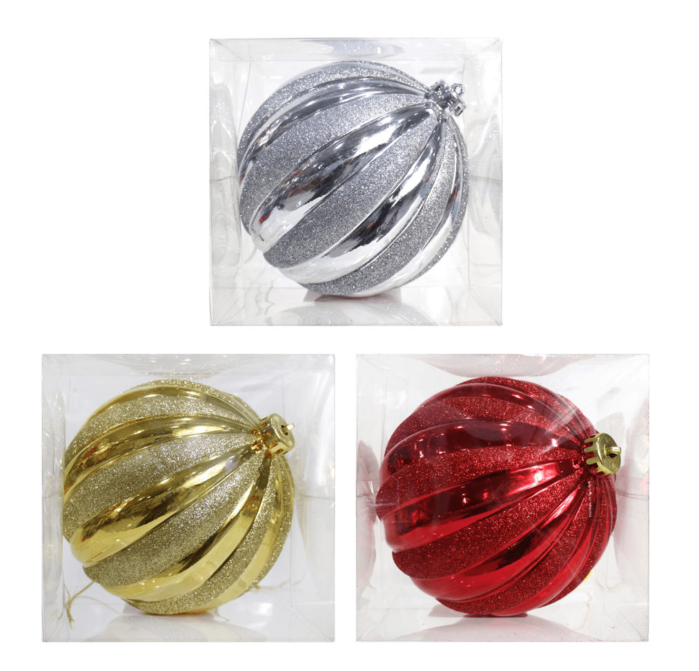 Fluted Glitter Bauble  (15cm)