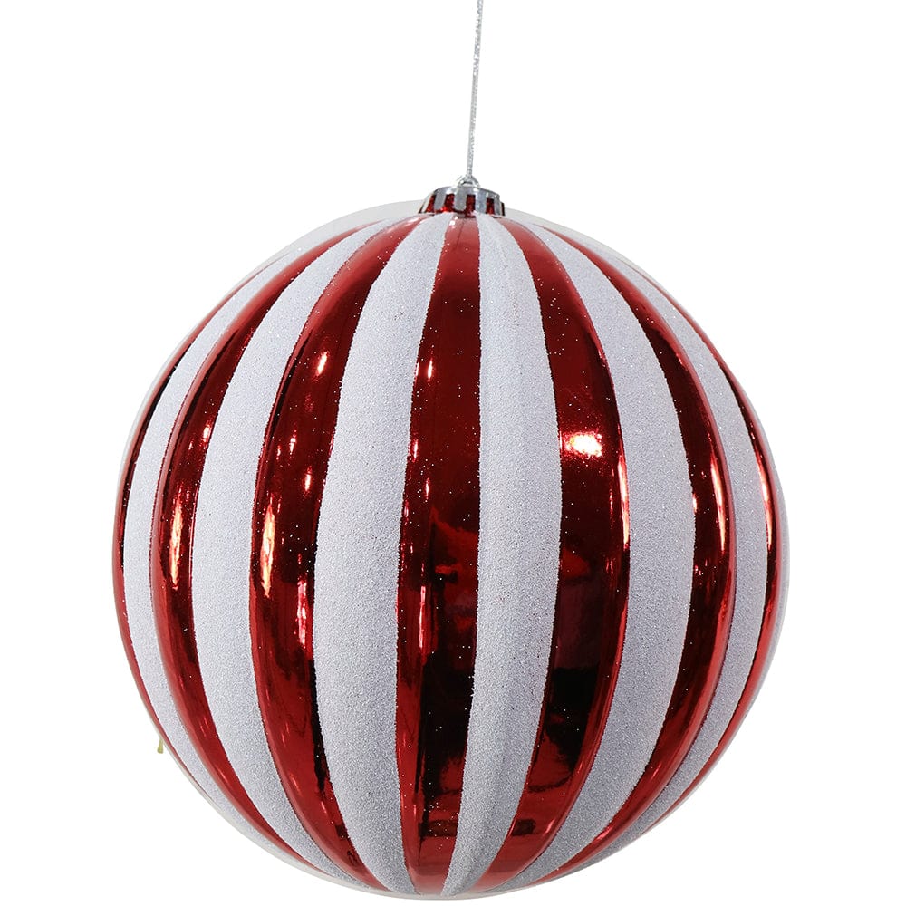 Candy Cane Ribbed Bauble (20cm) - View 1