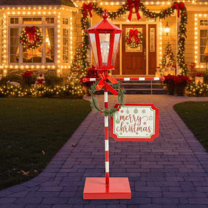 Metal Light Up Lamp with Sign (80cm)