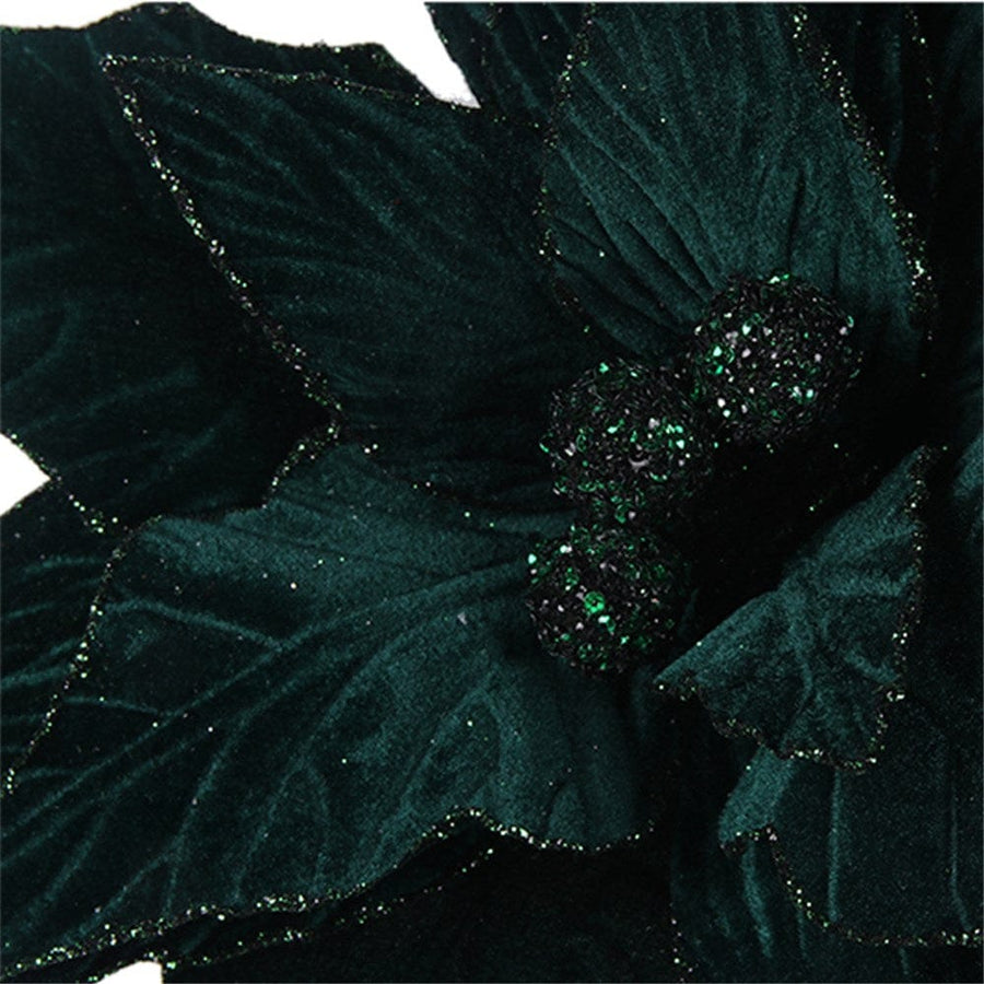 Emerald Velour Poinsettia Stem (50cm)