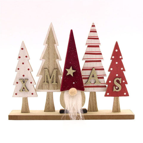 Red & White MDF Christmas Trees (23x18x4cm)