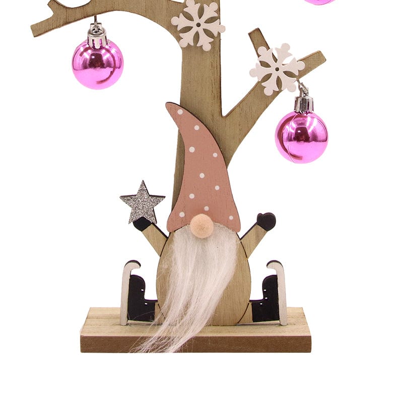 Christmas Tree with Pink Gnome (16x30cm)