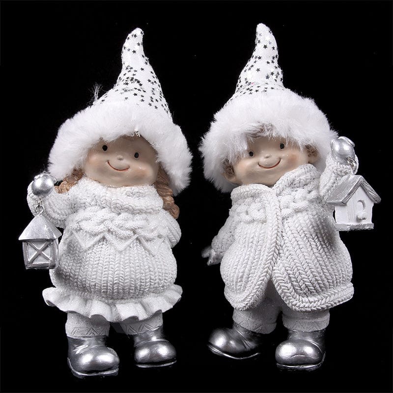 Resin Snow Boy or Girl 2 Asst (9x6.5x18cm)