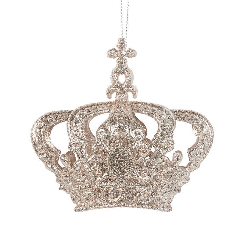 Champagne Glitter Crown Tree Ornament (10.5x10.5x5.5cm)