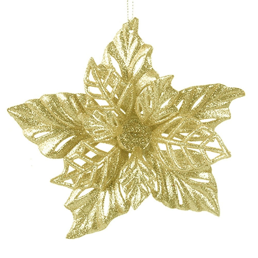 Champagne Glitter Poinsettia Tree Ornament (14cm)