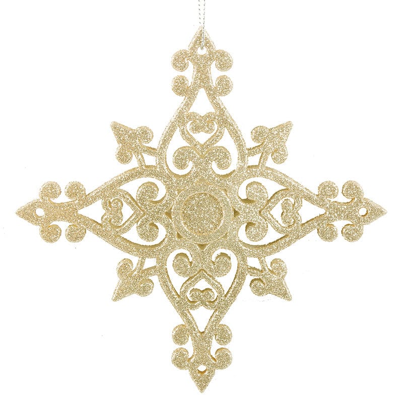 Champagne Glitter Cross Tree Ornament (14cm)
