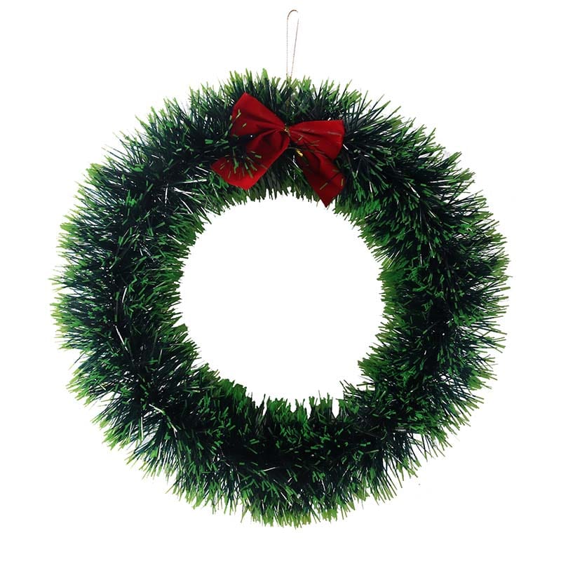 Traditional Green Wreath With Bow (40cm)