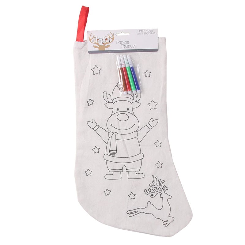 DIY Christmas Colour Your Own Canvas Stocking with Markers (40cm)