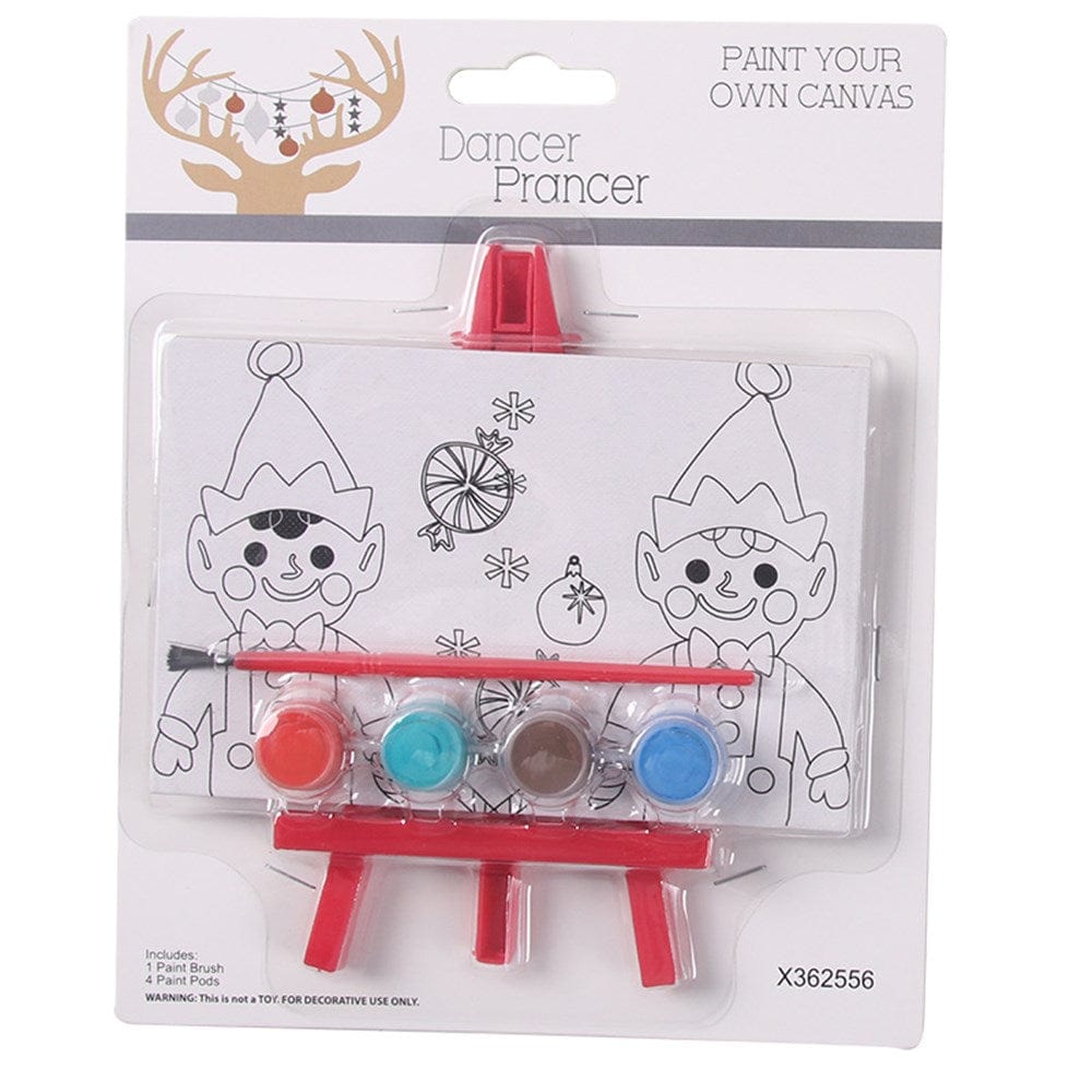 DIY Christmas Paint Your Own Canvas Set with Easel 2 Asst (16x15cm)