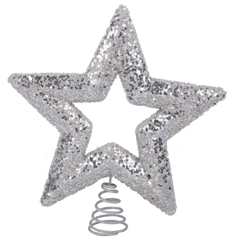 Silver Glitter Star Tree Topper (29cm)