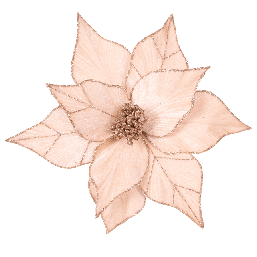 Ivory with Glitter Detail Poinsettia Clip (27cm)