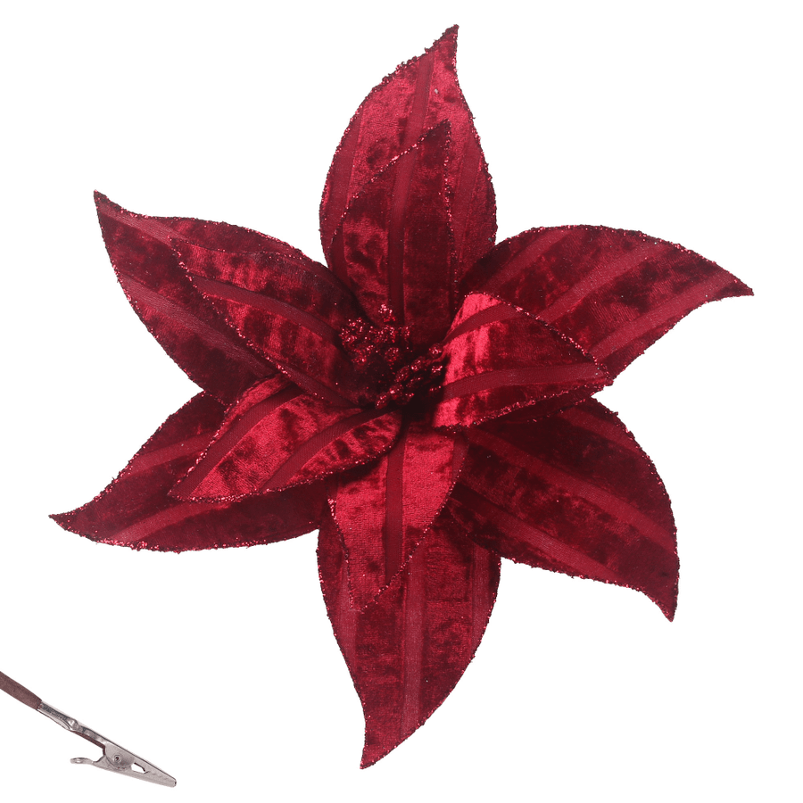 Red Velour Poinsettia Clip (31cm)