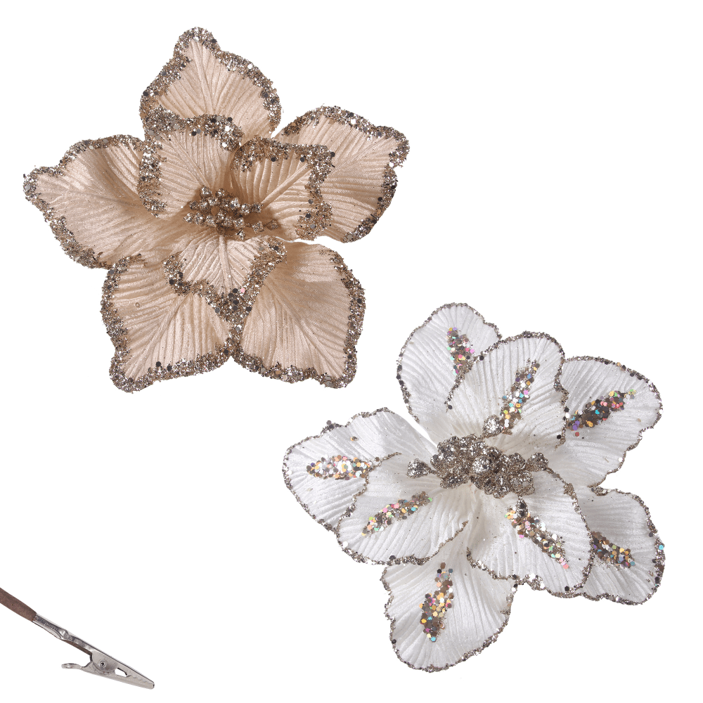 Taupe or Ivory Poinsettia Clip (23cm)