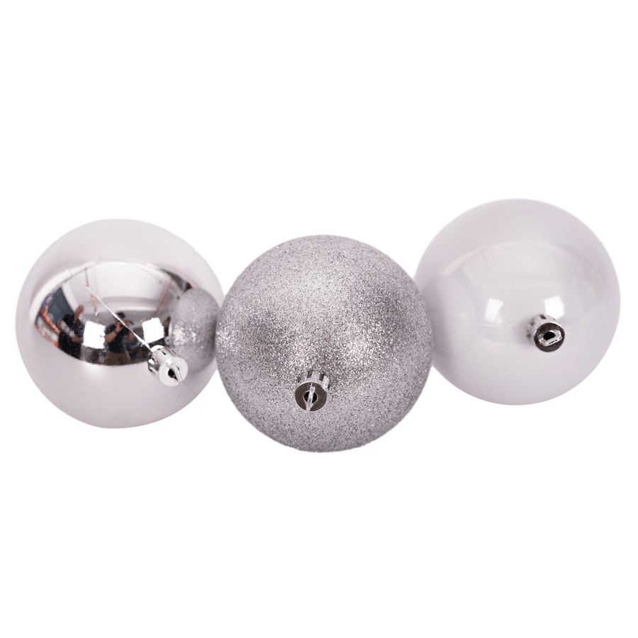 3pk Silver Shatterproof Bauble Tube (8cm)