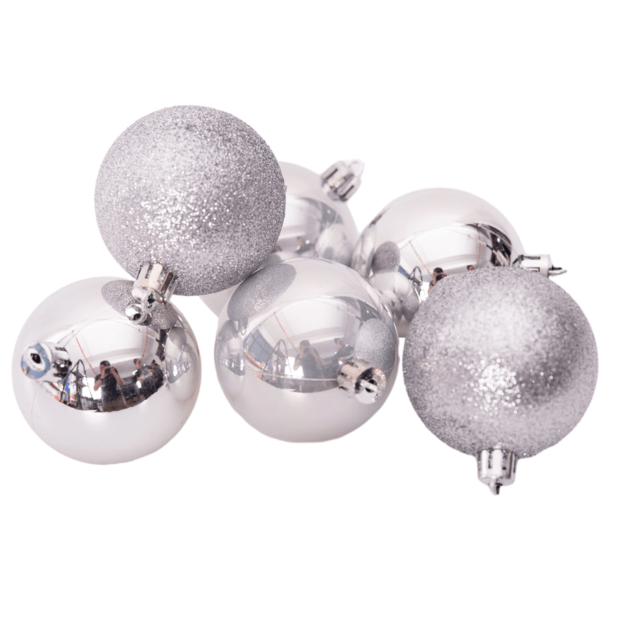 6pk Silver Shatterproof Bauble Tube (6cm)