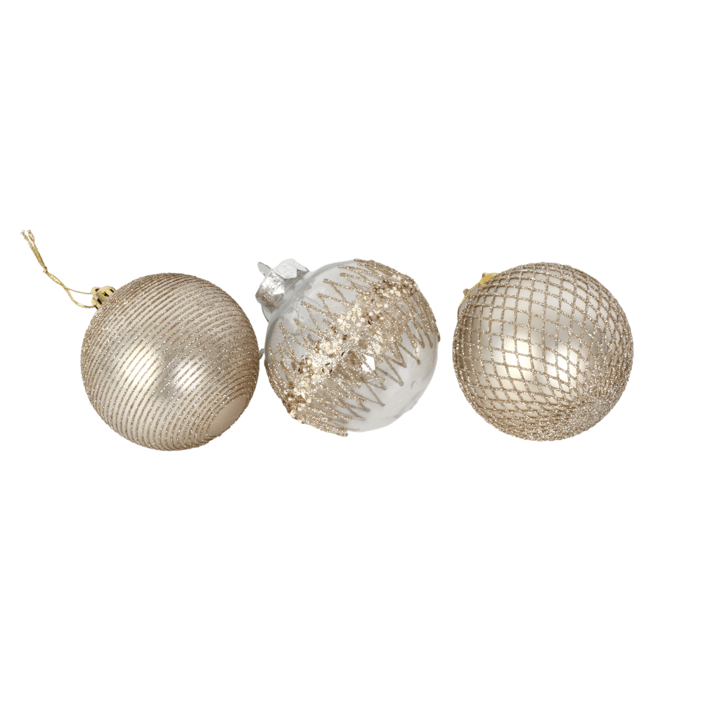 Taupe Shatterproof Baubles Asst (8cm)