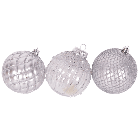 Clear Baubles with Glitter Detail (8cm)