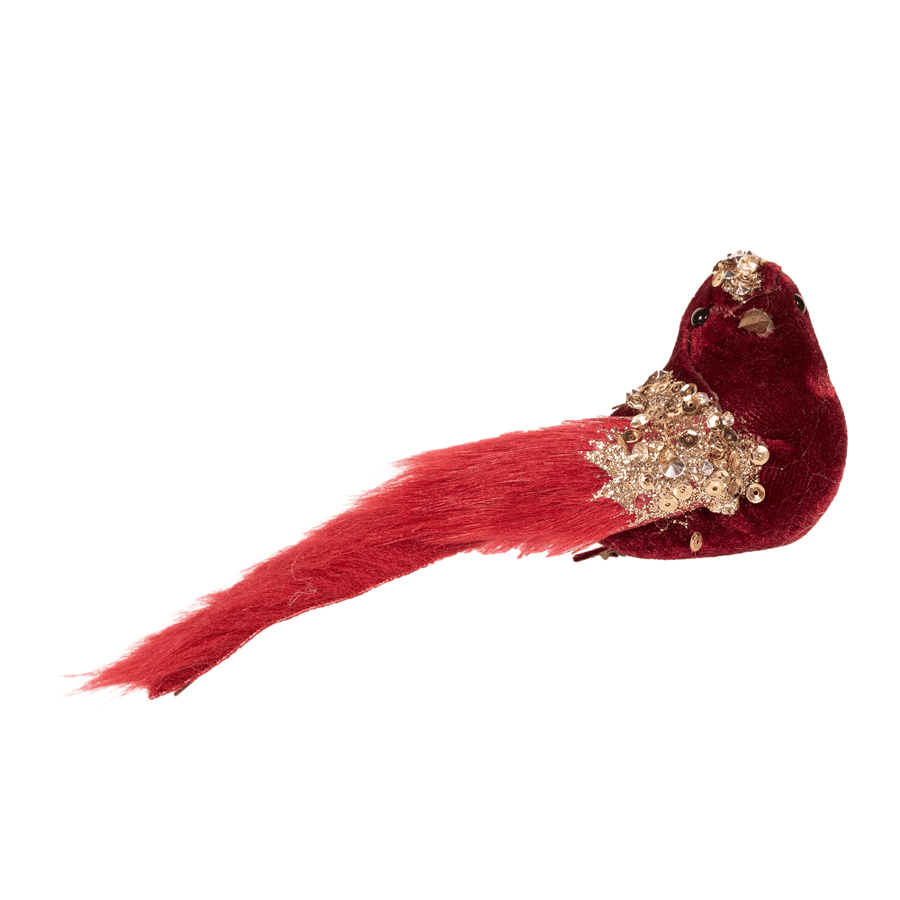 Burgandy and Champagne Bird Clip (16cm)