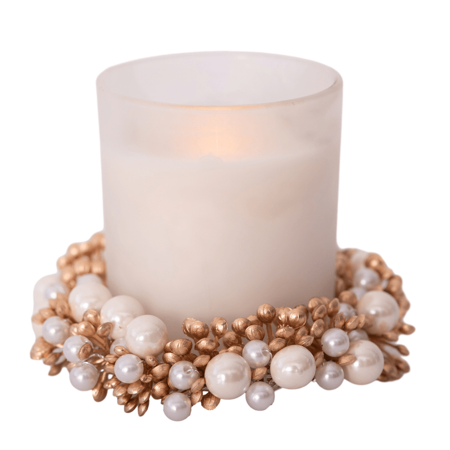 Gold and Pearl Mini Candle Wreath (10cm)