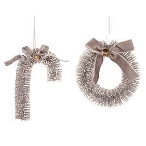 Silver Sisal Wreath or Cane Ornament Asst