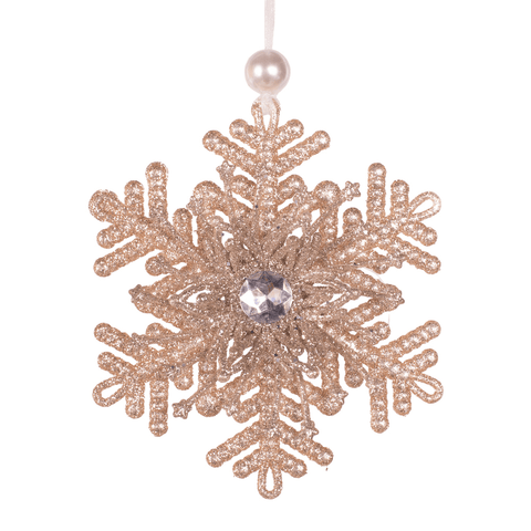 Champagne or Sage Snowflake with Diamante Ornament (12cm)
