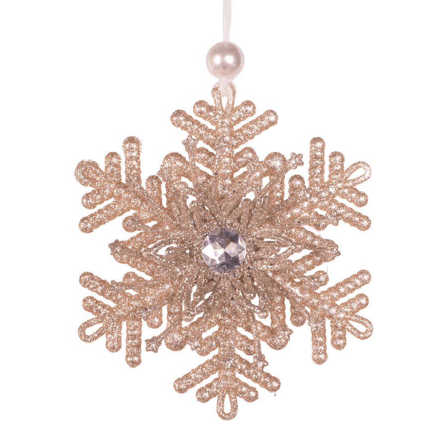 Champagne or Sage Snowflake with Diamante Ornament (12cm)