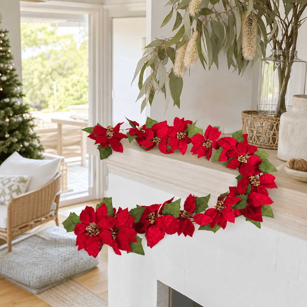 Red Poinsettia Garland (180cm)