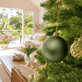 Army Green Shatterproof Baubles 4pk (8cm)