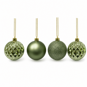 Army Green Shatterproof Baubles 4pk (8cm)