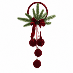 Burgundy Flocked Hanging Balls (14x51cm)