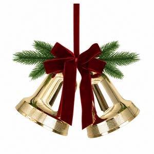 Gold Double Bells with Burgundy Ribbon (25x18cm)
