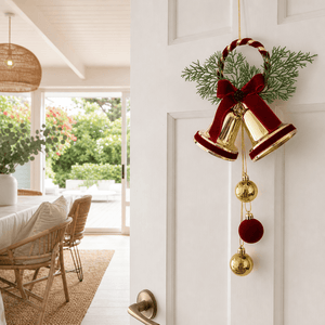 Gold Bells with Burgundy Ribbon (39x16cm)