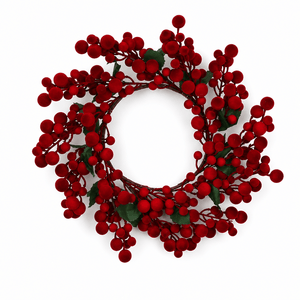 Red Flocked Berry Wreath (55cm)