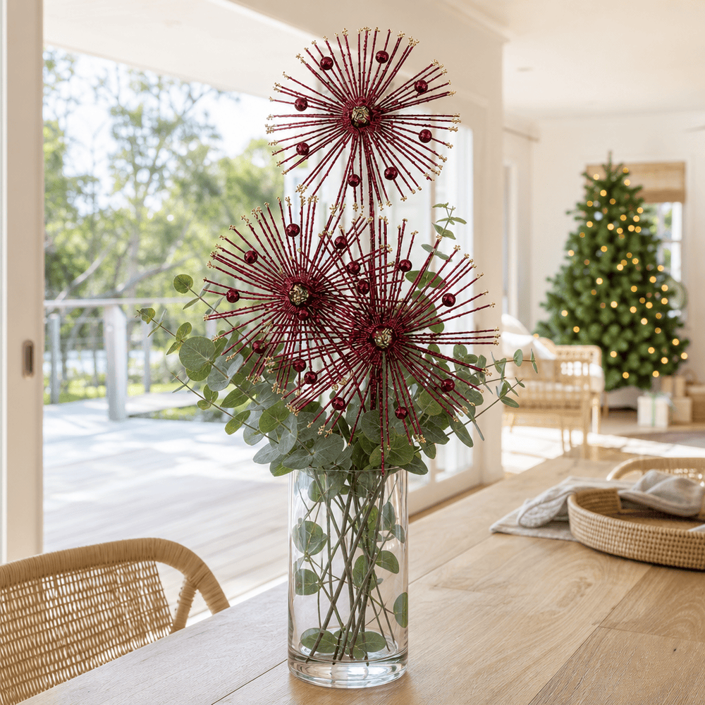 Plum Pink Starburst Glitter Stem (76cm)