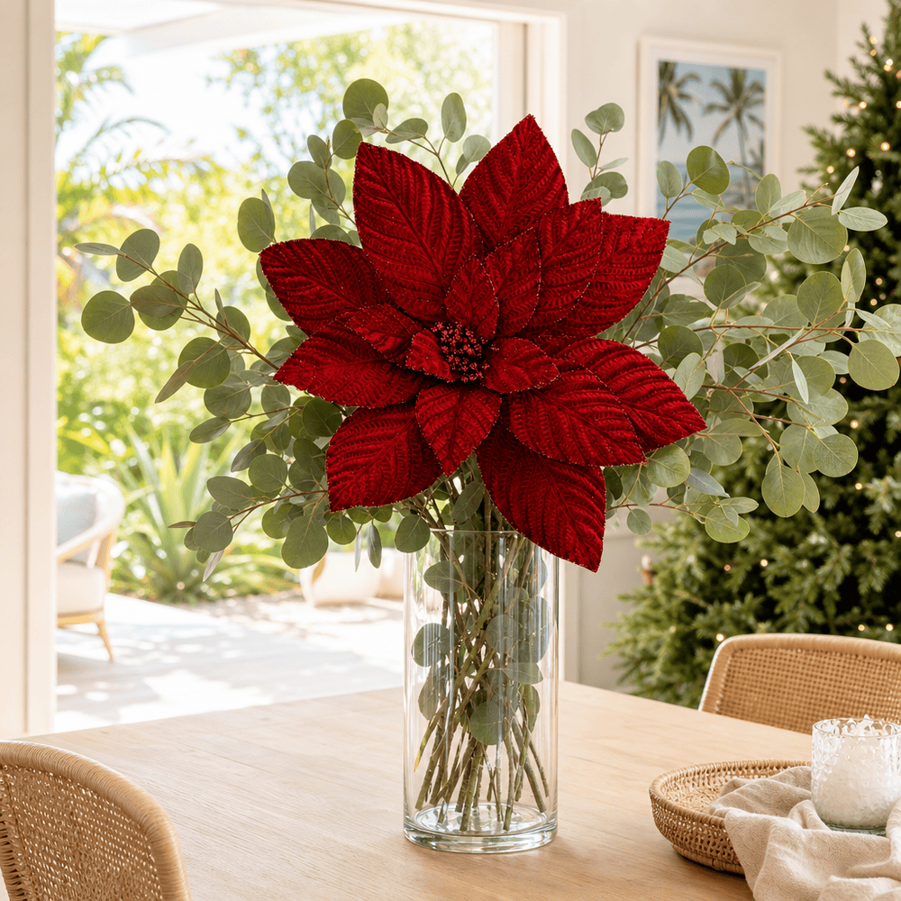 Red Velvet Poinsettia Stem (50cm)
