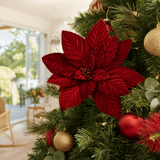Red Velvet Poinsettia Stem (50cm)