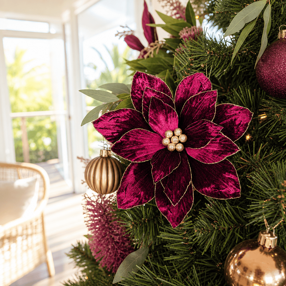 Plum Poinsettia Stem (50cm)