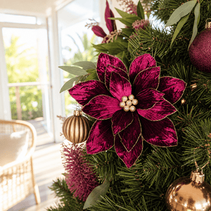 Plum Poinsettia Stem (50cm)