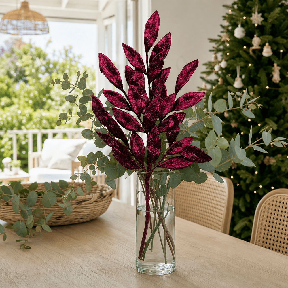 Plum Pink Bay Leaf Stem (60cm)
