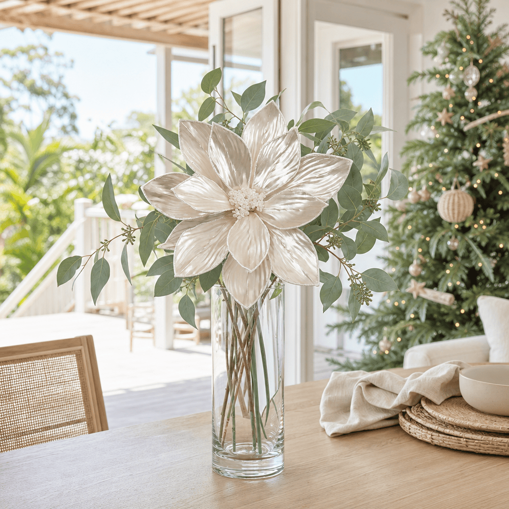 Pearl Poinsettia Stem (50cm)