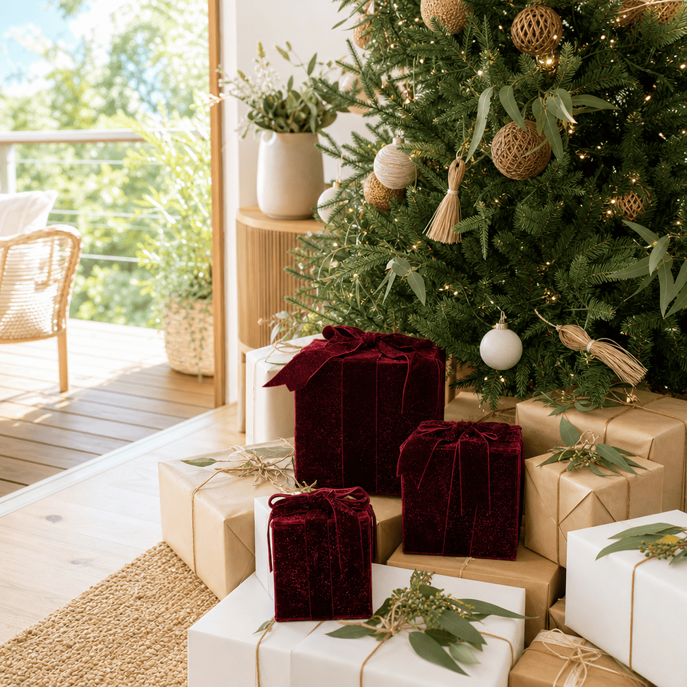 Burgundy Velvet Gift Box Set (L21cm M16cm S11cm)