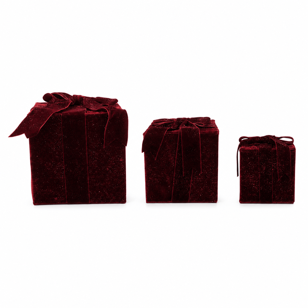 Burgundy Velvet Gift Box Set (L21cm M16cm S11cm)