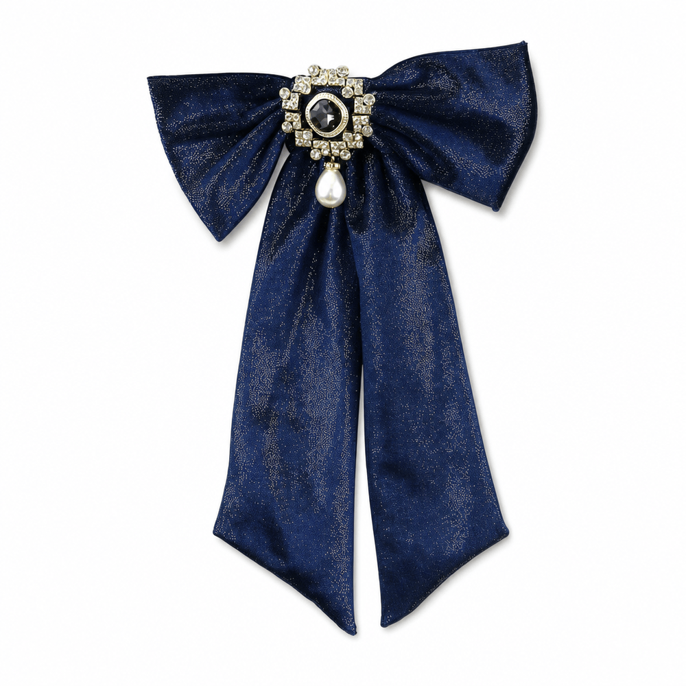 Navy Bow with Jewelled Centre (17cm x 27cm)