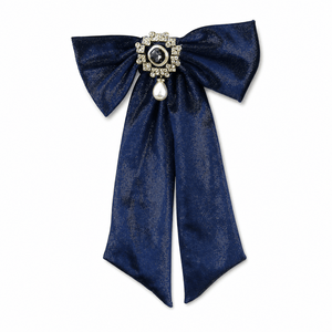 Navy Bow with Jewelled Centre (17cm x 27cm)